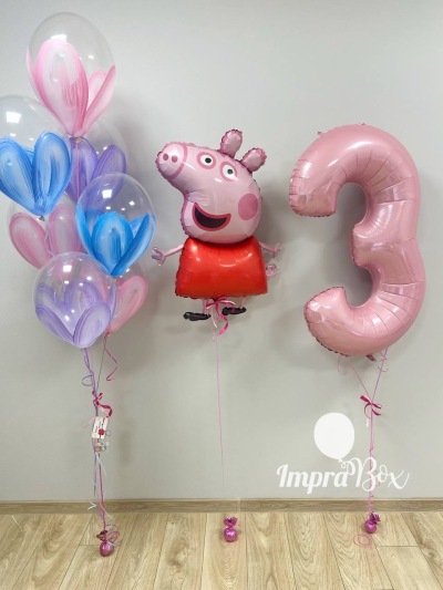 Zestaw Świnką Peppą z tulipanami i cyferką